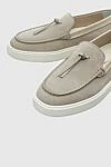 Santoni Gray suede moccasins for men - contrast sole, tassel. 100% suede. platform height 2cm. Country of origin: Italy. Care: specialized cleaning - photo 5