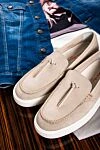 Gray suede moccasins for men Santoni - contrast sole, tassel. 100% suede. platform height 2cm. Country of origin: Italy. Care: specialized cleaning - photo 6