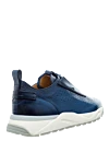 Кроссовки из кожи синие мужские Santoni - перфорация, контрастная подошва. кожа. шнуровка. высота 2 см. Страна производитель: Италия. Уход: специализированная чистка - фото 4