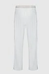 White viscose trousers for women Peserico - contrasting belt. four pockets. 97% viscose, 3% elastane. drawstring. Country of manufacture: Italy. Care: specialized cleaning - photo 6