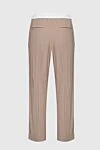 Beige viscose pants for women Peserico - contrasting belt. four pockets. 97% viscose, 3% elastane. drawstring. Country of manufacture: Italy. Care: specialized cleaning - photo 6