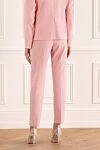 Pink women's trouser suit made of cotton and elastane Peserico - pink stripe, contrasting buttons. 99% cotton, 1% elastane. hook, buttons, zipper, belt. two side pockets, two trouser pockets. Country of manufacture: Italy. Care: specialized cleaning - photo 4