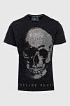 Philipp Plein Black cotton T-shirt for men - print, logo, pattern. 100% cotton. Country of origin: Italy. Care: specialized cleaning - photo 1