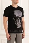 Philipp Plein Black cotton T-shirt for men - print, logo, pattern. 100% cotton. Country of origin: Italy. Care: specialized cleaning - photo 3