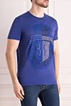 Billionaire Cotton T-shirt blue for men - rhinestones, brand logo. 100% cotton. Country of manufacture: Italy. Care: specialized cleaning - photo 3