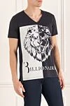 Billionaire Blue cotton T-shirt for men - logo print, animal print. 100% cotton. Country of origin: Italy. Care: specialized cleaning - photo 3