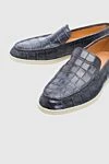 Cesare di Napoli Gray crocodile leather loafers for men - contrast sole, textured leather. 100% crocodile skin. Insole: leather. Sole Height: Heel Height 2cm. Country of manufacture: Italy. Care: specialized cleaning - photo 5