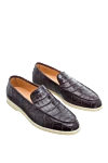 Cesare di Napoli Brown crocodile leather loafers for men - contrast sole, textured leather. 100% crocodile skin. Insole: leather. Sole Height: Heel Height 2cm. Country of manufacture: Italy. Care: specialized cleaning - photo 3