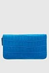 Cesare di Napoli Blue men's crocodile leather clutch - Textured leather. 100% crocodile skin. Closure: Zipper. Two compartments. Country of manufacture: Italy. Care: specialized cleaning - photo 1