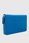 Cesare di Napoli Blue men's crocodile leather clutch - Textured leather. 100% crocodile skin. Closure: Zipper. Two compartments. Country of manufacture: Italy. Care: specialized cleaning - photo 3