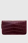 Cesare di Napoli Men's clutch bag made of crocodile skin burgundy - Textured leather. 100% crocodile skin. Closure: Zipper. Two compartments. Country of manufacture: Italy. Care: specialized cleaning - photo 1