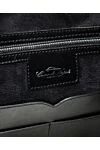 Black leather briefcase for men Cesare di Napoli - weaving, logo. 100% leather. side pocket. Fastener: zipper. Country of manufacture: Italy. Care: specialized cleaning - photo 4