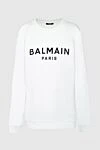 Balmain Свитшот из хлопка белый женский - вышивка лого. 99% хлопок, 1% эластан. Страна производитель: Франция. Уход: специализированная чистка - фото 1