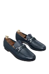 Andrea Ventura Blue leather loafers for men - textured leather, metal buckle. top height 8 cm, leather interior. 100% genuine leather. Insole: leather. Country of manufacture: Italy. Care: specialized cleaning - photo 3