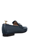 Blue leather loafers for men Andrea Ventura - textured leather, metal buckle. top height 8 cm, leather interior. 100% genuine leather. Insole: leather. Country of manufacture: Italy. Care: specialized cleaning - photo 4