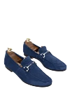 Andrea Ventura Blue suede loafers for men - metal buckle. top height 8 cm, leather interior. 100% genuine leather. Insole: leather. Country of manufacture: Italy. Care: specialized cleaning - photo 3