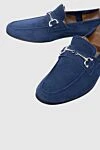 Andrea Ventura Blue suede loafers for men - metal buckle. top height 8 cm, leather interior. 100% genuine leather. Insole: leather. Country of manufacture: Italy. Care: specialized cleaning - photo 5