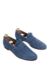 Andrea Ventura Blue suede loafers for men - contrast sole. top height 8 cm, leather interior. 100% suede. Insole: leather. Country of manufacture: Italy. Care: specialized cleaning - photo 3