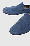 Andrea Ventura Blue suede loafers for men - contrast sole. top height 8 cm, leather interior. 100% suede. Insole: leather. Country of manufacture: Italy. Care: specialized cleaning - photo 5