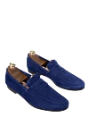 Andrea Ventura Blue suede loafers for men - contrast sole. top height 8 cm, leather interior. 100% suede. Insole: leather. Country of manufacture: Italy. Care: specialized cleaning - photo 3