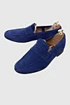 Andrea Ventura Blue suede loafers for men - contrast sole. top height 8 cm, leather interior. 100% suede. Insole: leather. Country of manufacture: Italy. Care: specialized cleaning - photo 5