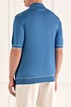 Трикотажное поло синего цвета на молнии с контрастной отделкой Stefano Ricci - Контрастные линии. 100% шёлк. Молния. Страна производитель: Италия. Уход: специализированная чистка - фото 4