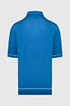 Трикотажное поло синего цвета на молнии с контрастной отделкой Stefano Ricci - Контрастные линии. 100% шёлк. Молния. Страна производитель: Италия. Уход: специализированная чистка - фото 6