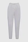 Lorena Antoniazzi White viscose trousers for women - contrasting belt. two pockets. viscose, elastane, polyamide. elastic belt, drawstring. Country of manufacture: Italy. Care: specialized cleaning - photo 1