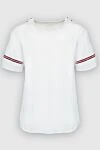 Saint Laurent White cotton T-shirt for women - contrast stripe, lame, logo print. 100% cotton. Country of manufacture: Italy. Care: specialized cleaning - photo 1