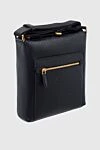 Salvatore Ferragamo Shoulder bag made of genuine leather black for men - Textured leather, contrast zipper. Adjustable strap. 100% genuine leather. Size: 28*24*5. Two compartments. Closure: Zipper. Country of origin: Italy. Care: specialized cleaning - photo 3