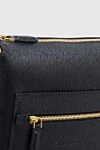 Shoulder bag made of genuine leather black for men Salvatore Ferragamo - Textured leather, contrast zipper. Adjustable strap. 100% genuine leather. Size: 28*24*5. Two compartments. Closure: Zipper. Country of origin: Italy. Care: specialized cleaning - photo 6