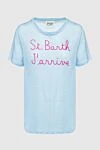 MC2 Saint Barth Blue linen T-shirt for women - inscription print. 100% linen. Country of manufacture: Italy. Care: specialized cleaning - photo 1