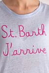 MC2 Saint Barth Blue linen T-shirt for women - inscription print. 100% linen. Country of manufacture: Italy. Care: specialized cleaning - photo 5