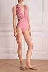 OYE Swimwear Купальник совместный из полиамида и лайкры розовый женский - драпировка. 80% полиамид, 20% лайкра. крючки. Страна производитель: Италия. Уход: специализированная чистка - фото 3