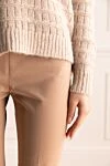 Peserico Beige cotton trousers for women - two pockets. 93% cotton, 7% elastane. elastic belt. Country of manufacture: Italy. Care: specialized cleaning - photo 5