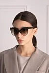 Очки cat-eye для защиты от солнца коричневые женские Bottega Veneta - эффект омбре. защита от ультрафиолета. пластик, металл. Страна производитель: Италия. Уход: специализированная чистка - фото 2