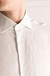Corneliani Men's shirt universal white textured linen - 100% linen. Closure: buttons. Country of origin: Italy. Care: specialized cleaning - photo 5