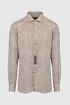 Corneliani Men's brown linen shirt - 100% linen. Closure: buttons. Country of manufacture: Italy. Care: specialized cleaning - photo 1