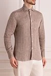 Corneliani Men's brown linen shirt - 100% linen. Closure: buttons. Country of manufacture: Italy. Care: specialized cleaning - photo 3