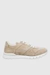 Kiton Beige nubuck sneakers for men - Decor: contrast sole. Composition: 100% leather. Clasp: laces. Sole: height 2 cm. Country of manufacture: Italy. Care: specialized cleaning - photo 1