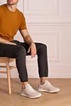 Кроссовки из нубука бежевые мужские бежевые Kiton - контрастная подошва. 100% кожа . шнурки. высота 2 см. . Страна производитель: Италия. Уход: специализированная чистка - фото 2