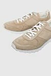 Kiton Beige nubuck sneakers for men - Decor: contrast sole. Composition: 100% leather. Clasp: laces. Sole: height 2 cm. Country of manufacture: Italy. Care: specialized cleaning - photo 5