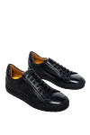 Doucal`s Black leather sneakers for men - contrast sole. 100% genuine leather. lacing. height 2 cm. Country of origin: Italy. Care: specialized cleaning - photo 3