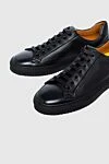 Doucal`s Black leather sneakers for men - contrast sole. 100% genuine leather. lacing. height 2 cm. Country of origin: Italy. Care: specialized cleaning - photo 5