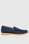 Cesare di Napoli Blue Nubuck Loafers for men - contrast sole. 100% nubuck. platform height 2cm. Insole: leather. Country of manufacture: Italy. Care: specialized cleaning - photo 1