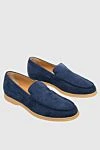 Cesare di Napoli Blue Nubuck Loafers for men - contrast sole. 100% nubuck. platform height 2cm. Insole: leather. Country of manufacture: Italy. Care: specialized cleaning - photo 3