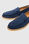 Cesare di Napoli Blue Nubuck Loafers for men - contrast sole. 100% nubuck. platform height 2cm. Insole: leather. Country of manufacture: Italy. Care: specialized cleaning - photo 5