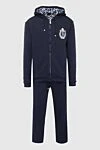 Billionaire Men's cotton sports suit, blue - Brand logo. Hood. 100% cotton. Closure: Drawstring, zipper. Four side pockets. Country of manufacture: Italy. Care: specialized cleaning - photo 1