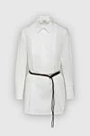 Peserico White cotton and polyamide blouse for women - contrast belt on the waist. cotton, polyamide, elastane. buttons. Country of manufacture: Italy. Care: specialized cleaning - photo 1