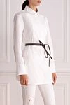 Peserico White cotton and polyamide blouse for women - contrast belt on the waist. cotton, polyamide, elastane. buttons. Country of manufacture: Italy. Care: specialized cleaning - photo 3